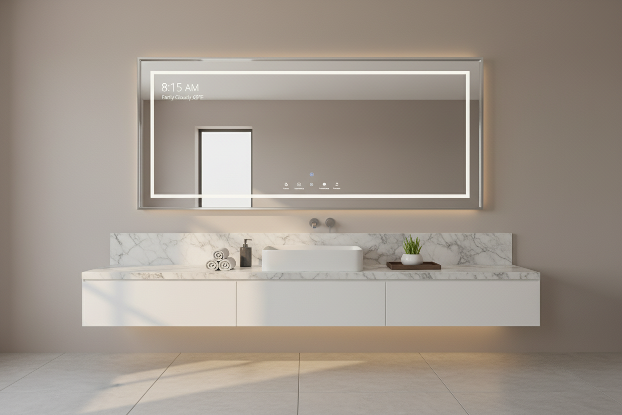 Modern smart bathroom mirrors with LED lighting enhance luxury and comfort in contemporary home decor