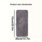 Gray pouch with measurements on a white background