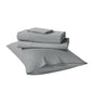 Gray striped bedding set on a white background
