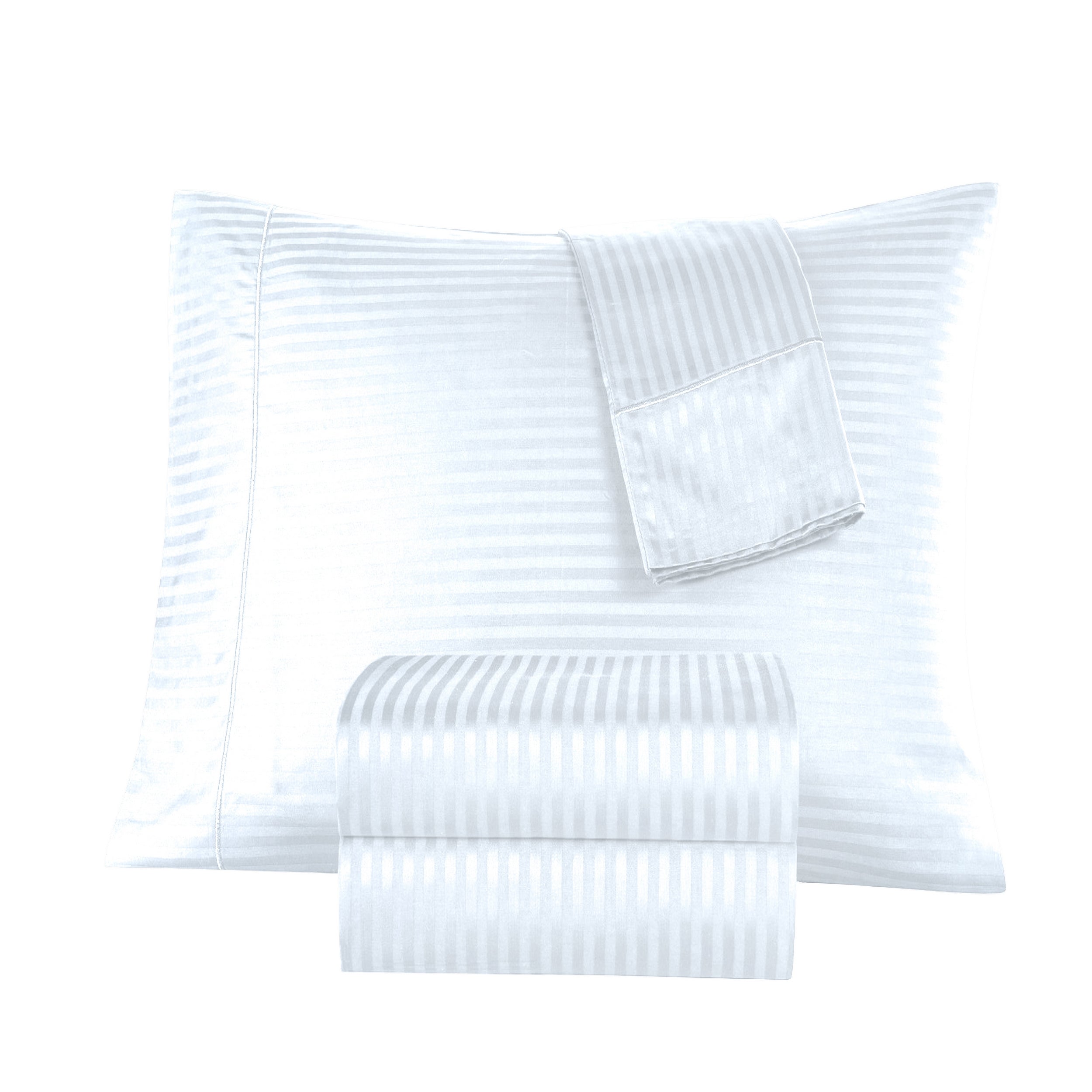 White striped bedding set on a white background