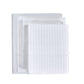 Set of white towels with a subtle pattern on a white background