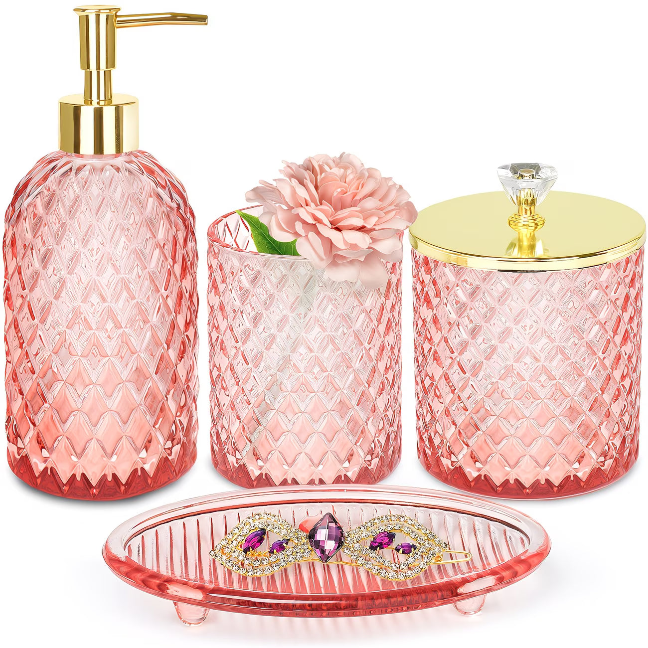 Pink color 4-Piece Bathroom Set