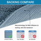 Comparison of hot melt adhesive, PVC, and TPR on a rug backing with text highlighting features.