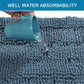 Blue mat absorbing water from a cup with text 'WELL WATER ABSORBABILITY' at the top.