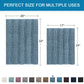 Measurement chart of two blue bath mats with dimensions and color swatches below.