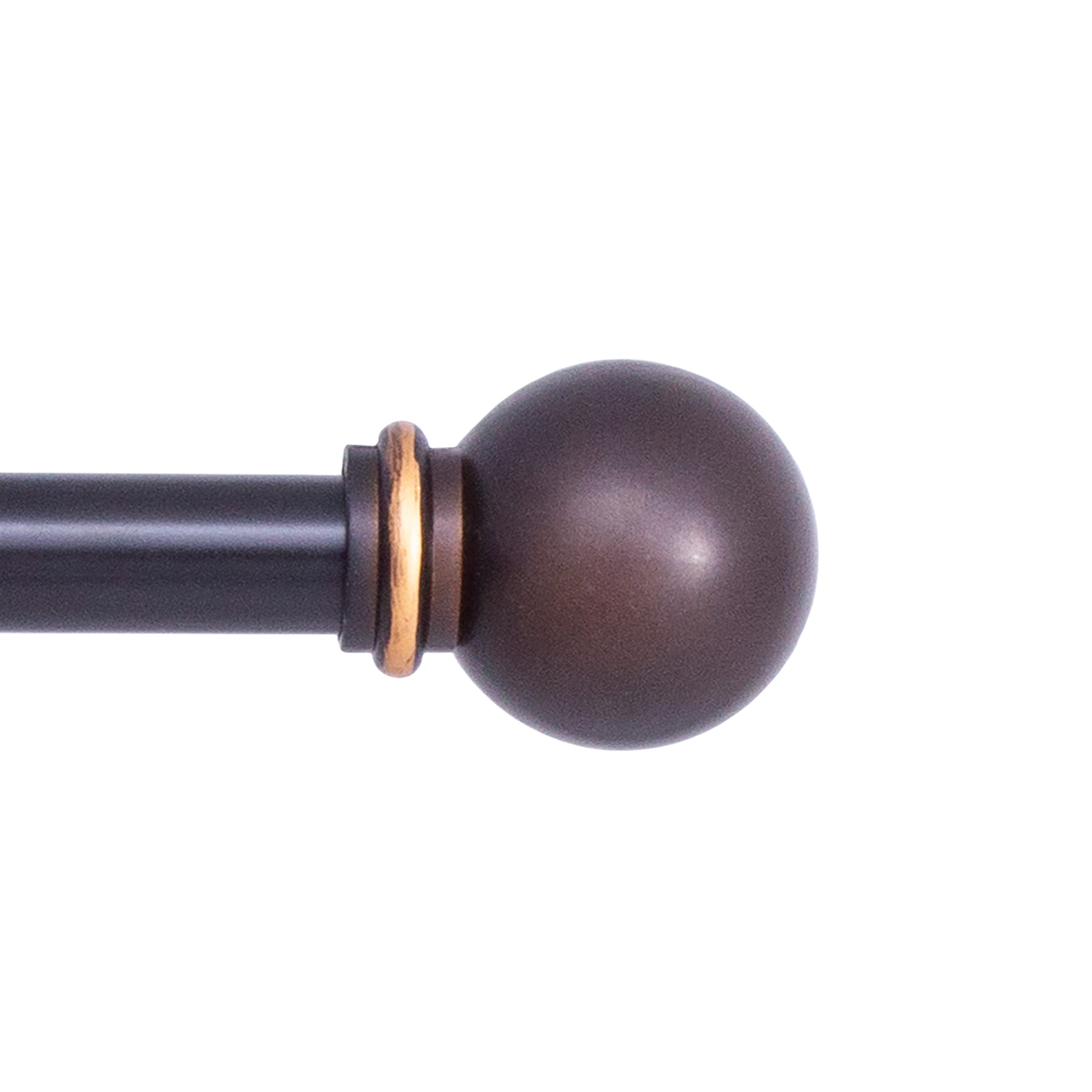 Curtain rod finial with bronze ball design on a white background