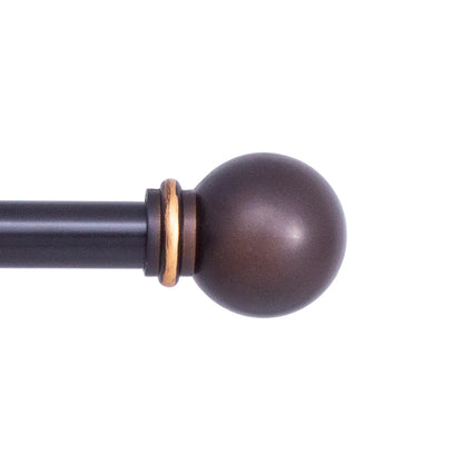 Curtain rod finial with bronze ball design on a white background