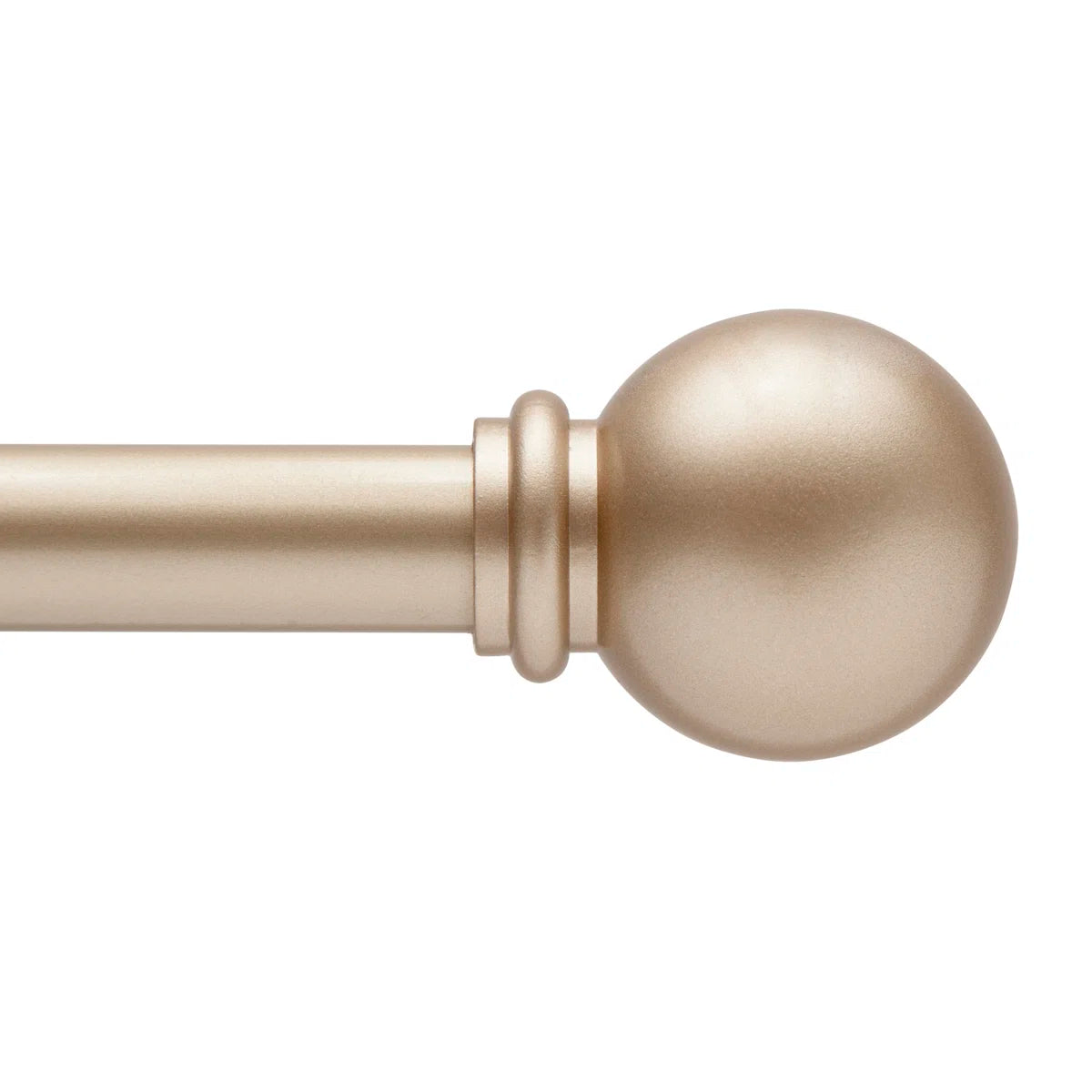 Curtain rod with spherical finial on a white background