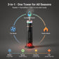 Multifunctional device with heater, humidifier, and fan modes on a dark background