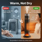 Comparison of a traditional heater causing dry air with a modern heater providing warm, humidified air.