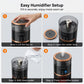 Step-by-step guide on how to set up an easy humidifier with a hand interacting with the device.