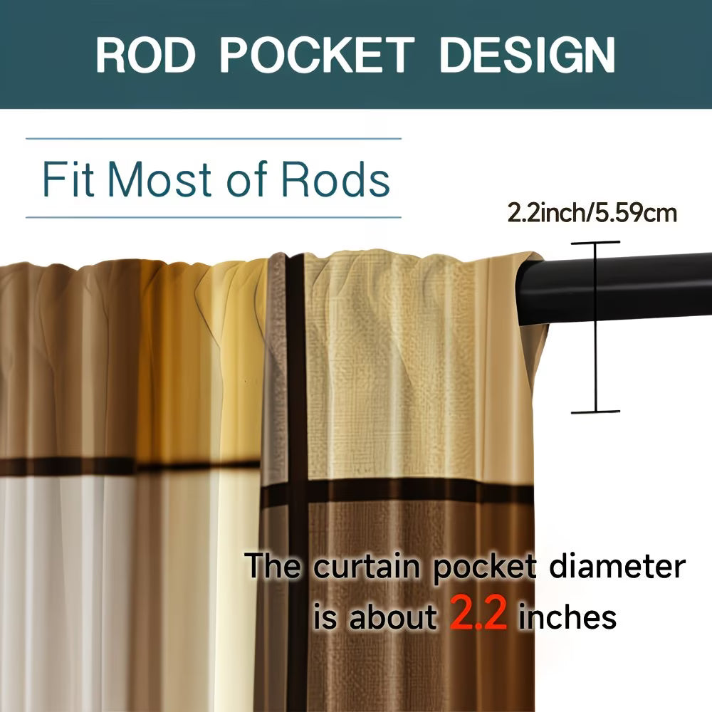 Curtain rod pocket design with measurement details on a neutral background