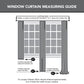 Window curtain measuring guide with a diagram of a window and curtains.