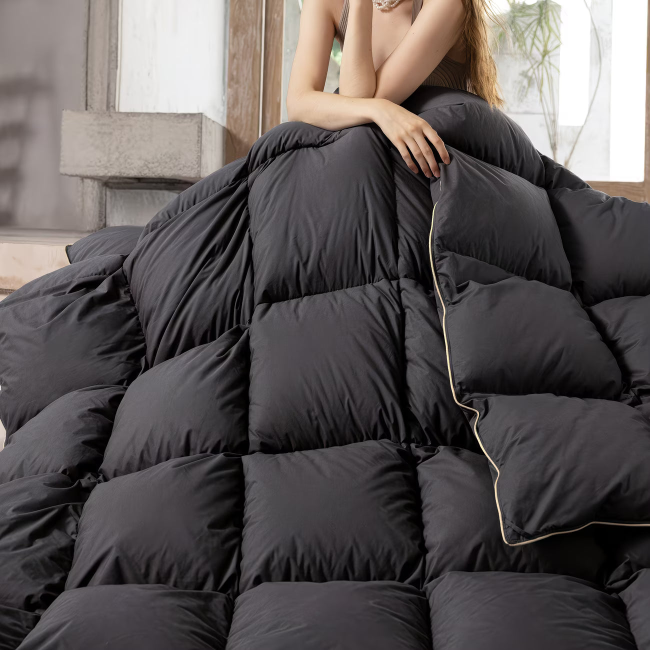 Cloud Luxe™ Goose Down Comforter  in Black color