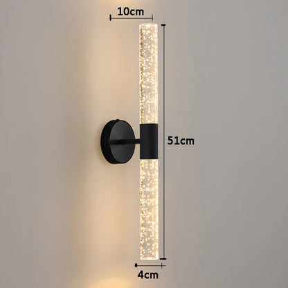 Wall-mounted light fixture with dimensions indicated on a gray background