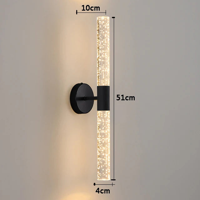 Wall-mounted light fixture with dimensions indicated on a gray background