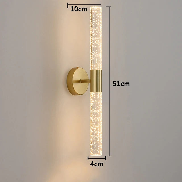 Wall-mounted light fixture with dimensions labeled on a gray background