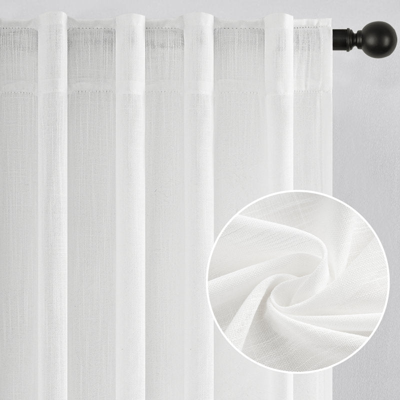 White curtain with a close-up detail on a gray background
