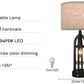 Table lamp with dimensions and specifications on a white background