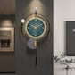 Modern wall clock with decorative design on a wall in a home setting