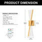 Product dimensions and specifications of a wall light fixture with remote control.