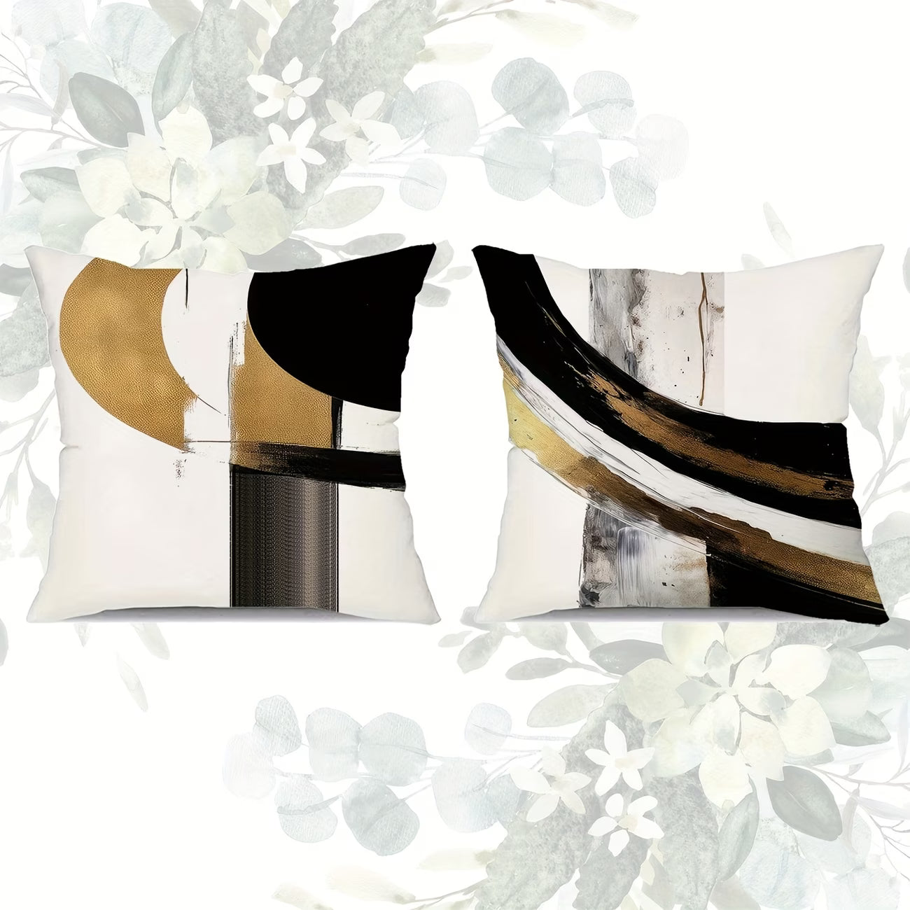 Decorative pillows with abstract patterns on a floral background