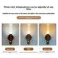 Three wall lights with different color temperatures on a gray background