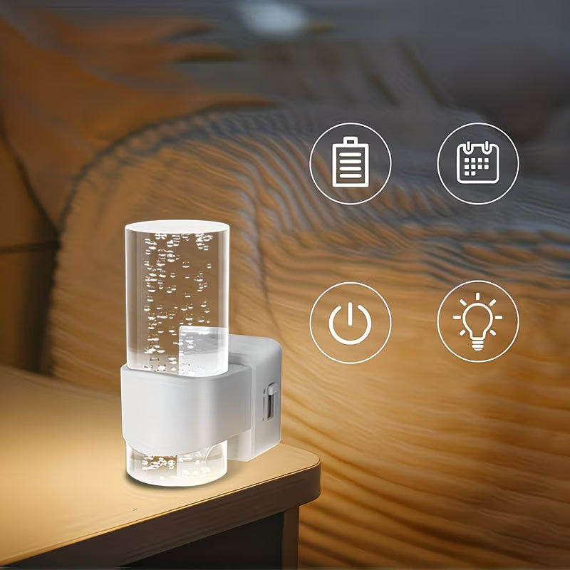 Clear night light on a wooden surface with blurred background