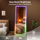 Smart mirror with LED lighting control in a bedroom setting