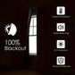 Blackout curtain with features listed on a dark background
