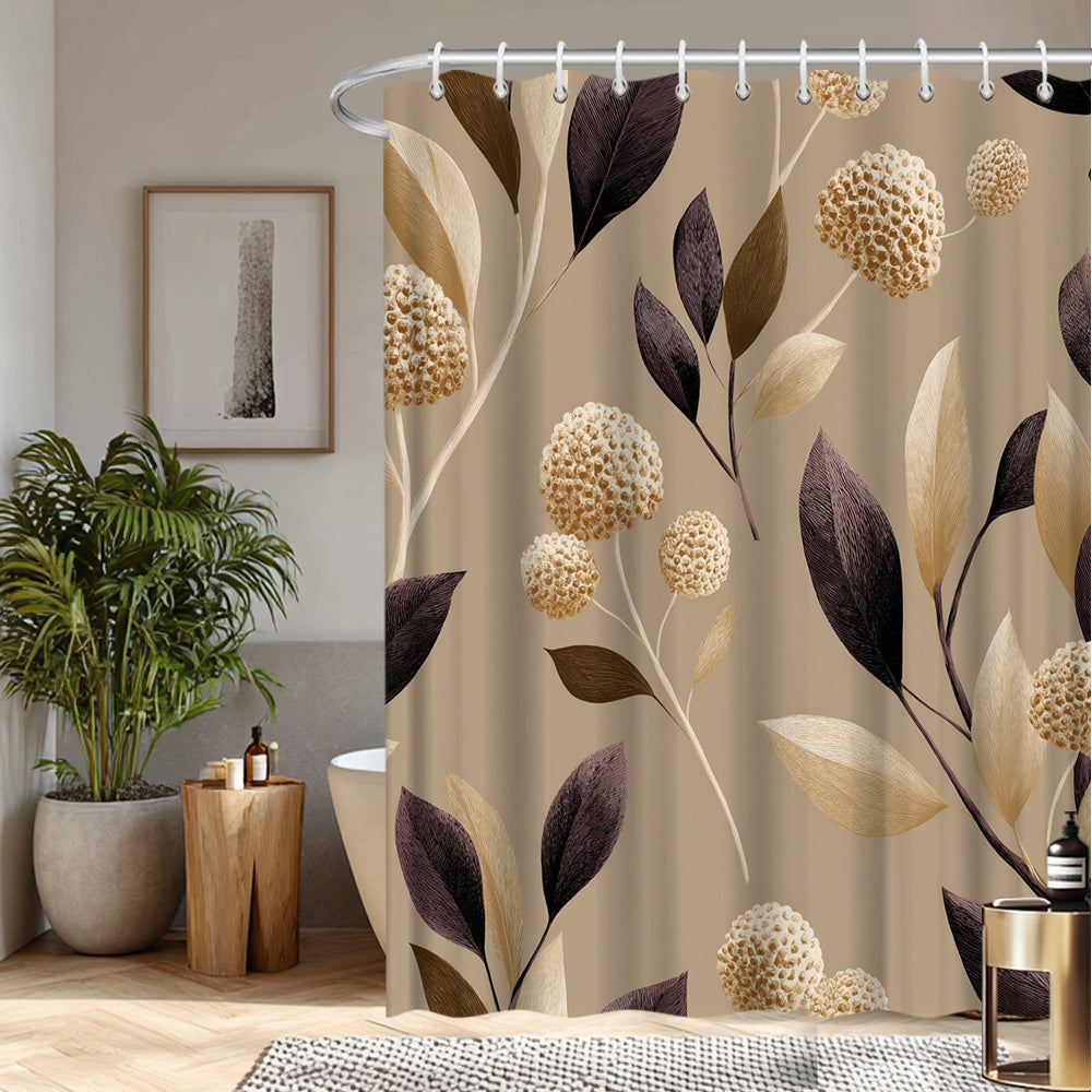Shower curtain with floral design in a bathroom setting