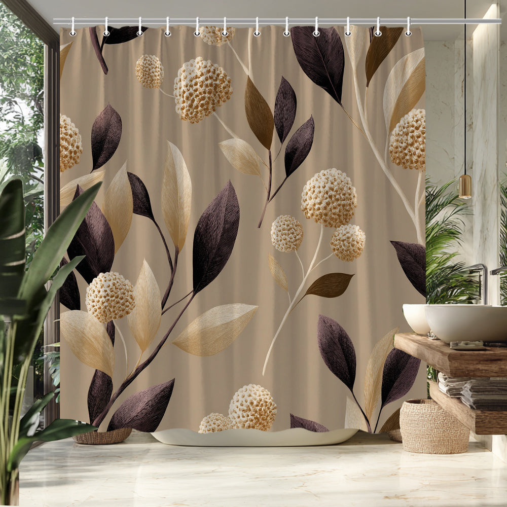 Shower curtain with floral design in a bathroom setting