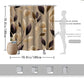 Shower curtain with floral design and measurements on a white background