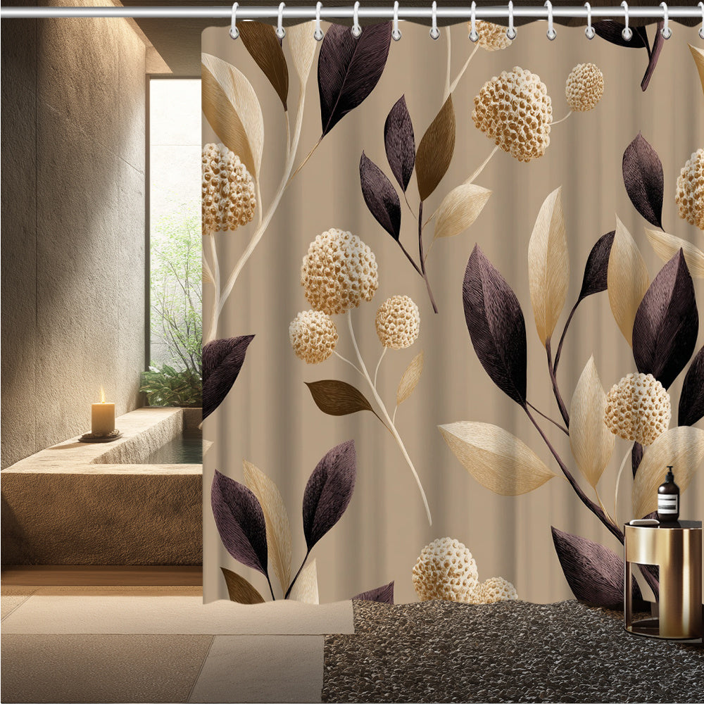 Shower curtain with floral design in a bathroom setting