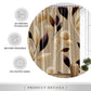 Decorative curtain with floral pattern in a circular inset, surrounded by product details on a white background.
