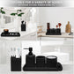 Black bathroom accessories set suitable for various scenes including bathroom, kitchen, and powder room.