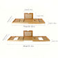 Wooden bathtub tray with dimensions on a white background