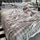 Super cozy blanket with close-up of texture on a bed