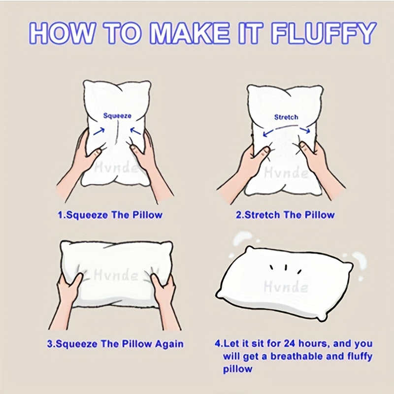 Instructions on how to make a pillow fluffy with text and illustrations.