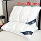 Two white pillows with 'Hvnde' branding on a bed, labeled as 'Queen' size.