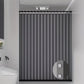 Black striped shower curtain in a bathroom setting