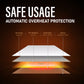 Diagram of a heating system with text about safe usage and automatic overheating protection.