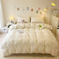 Bedding set with polka dot pattern in a bedroom setting