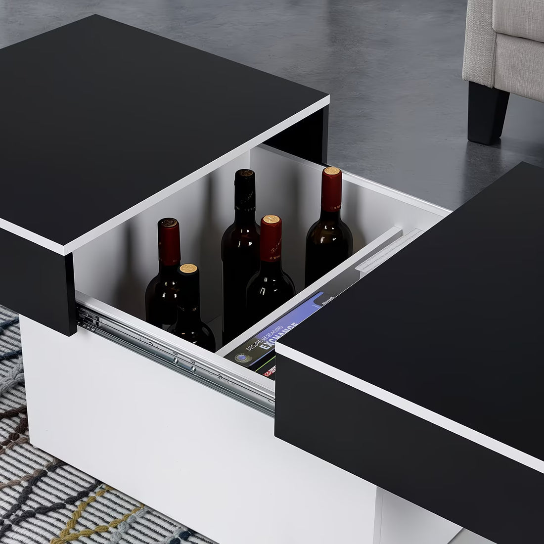 Modern coffee table with a hidden compartment