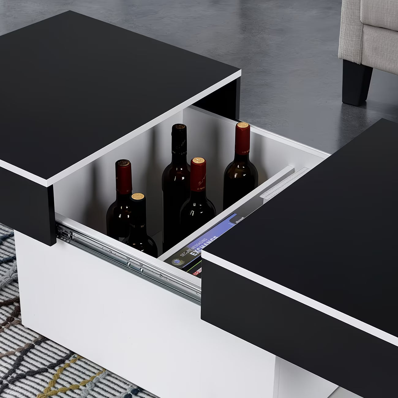 Modern coffee table with a hidden compartment