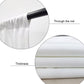 White curtain with a rod and close-up of thickness on a white background