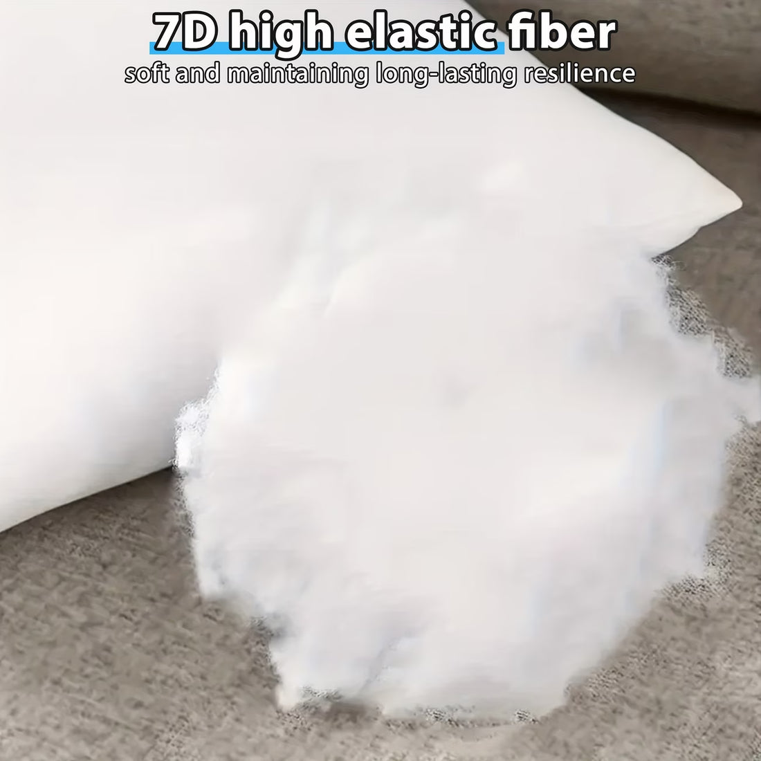 White pillow with 7D high elastic fiber on a gray surface