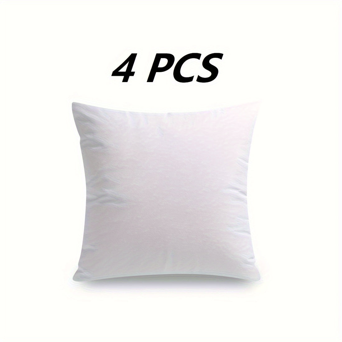 White pillow on a white background with '4 PCS' text above it