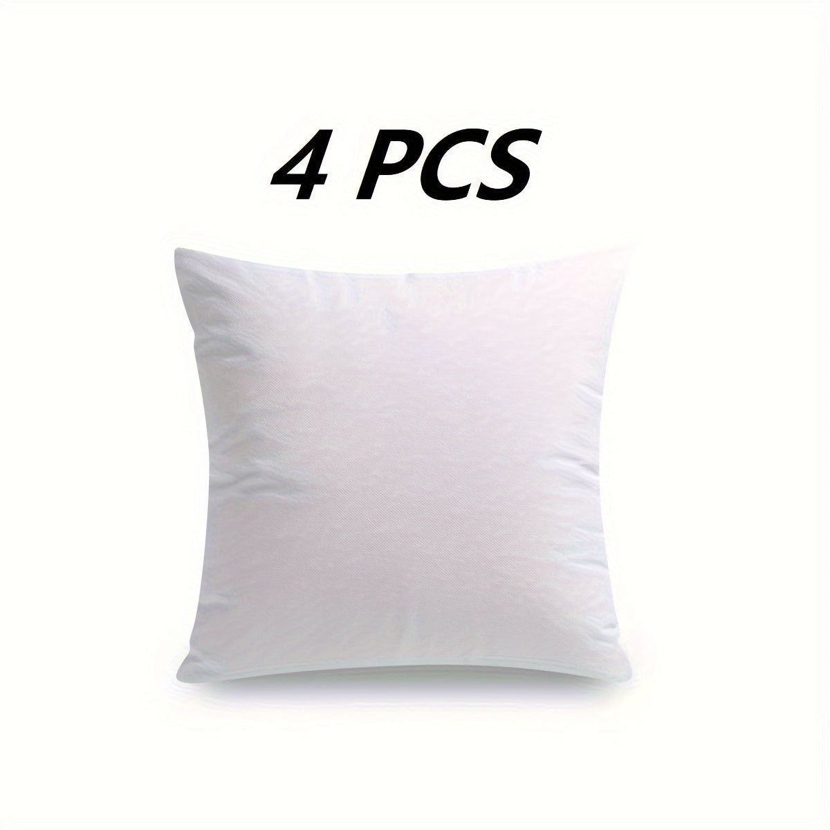 White pillow on a white background with '4 PCS' text above it