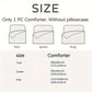 Size chart for comforter dimensions with twin, queen, and king sizes.